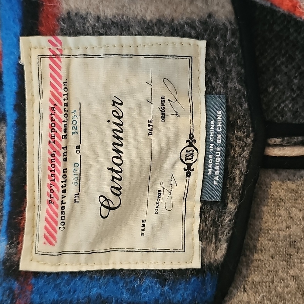 Anthroplogie Cartonnier Plaid Demero Swing Jacket Wool Blend XS Small Black Blue - Picture 6 of 7